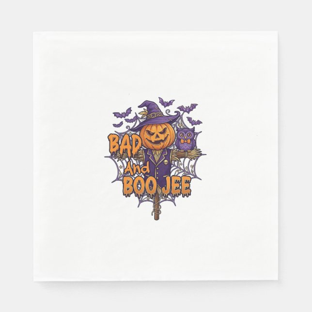 Dålig Boo Jee Pumpa Fågelskrämma Lila Uggla Fladde Pappersservett (Framsidan)