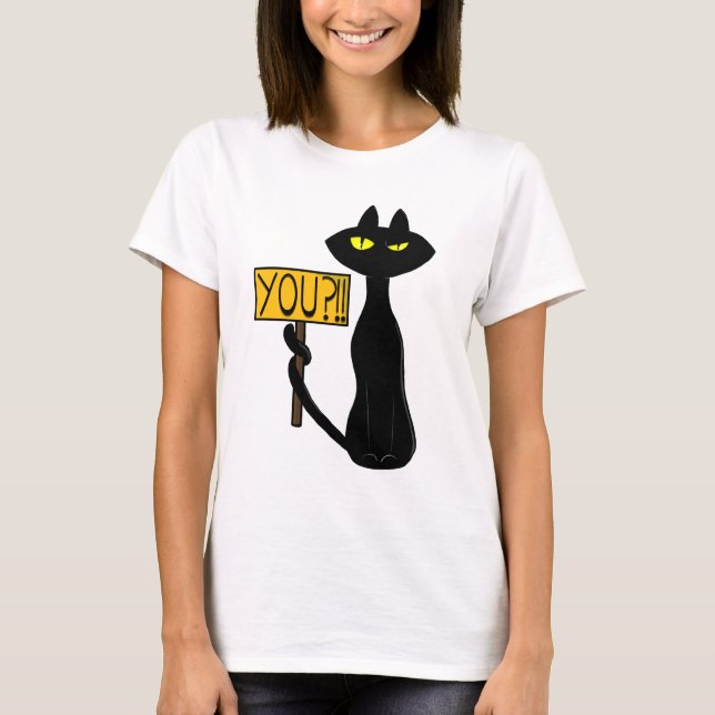 Dålig Boogie -Katten- "Du?!!" roliga T-Shirts (Framsida)