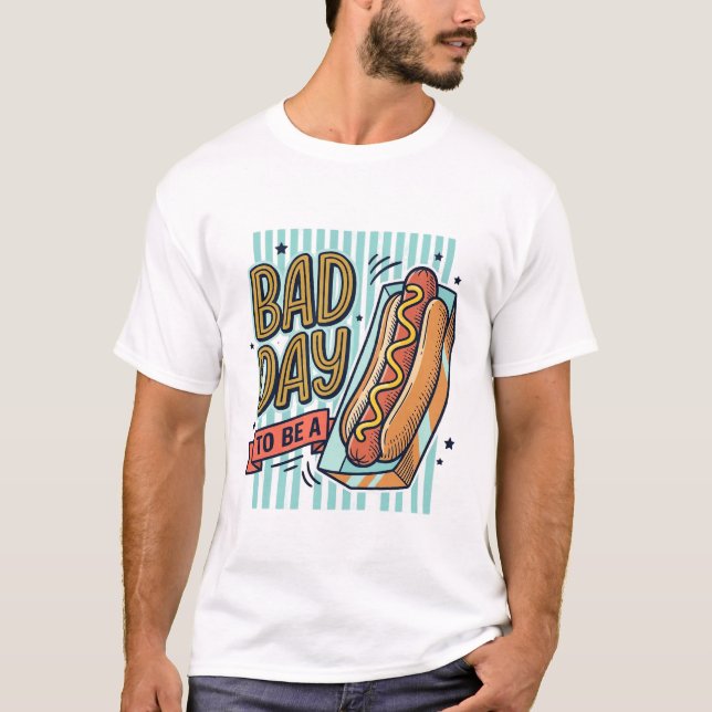 Dålig Dag Hot Dog Retro Vector T-Shirt Design_1 (Framsida)