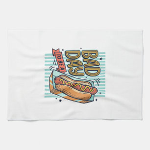 Dålig Dag Hot Dog Retro Vector T-Shirt Design_1 Kökshandduk