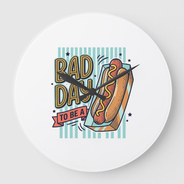 Dålig Dag Hot Dog Retro Vector T-Shirt Design_1 Stor Klocka (Framsida)