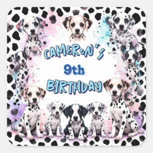 Dålig Dalmatien Puppy Watercolor Birthday Fyrkantigt Klistermärke