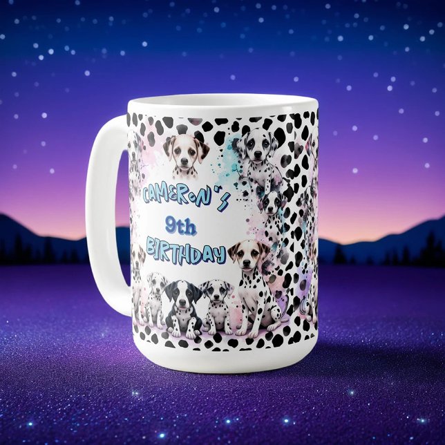 Dålig Dalmatien Puppy Watercolor Birthday Kaffemugg (Skapare uppladdad)
