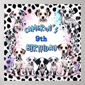 Dålig Dalmatien Puppy Watercolor Birthday Poster