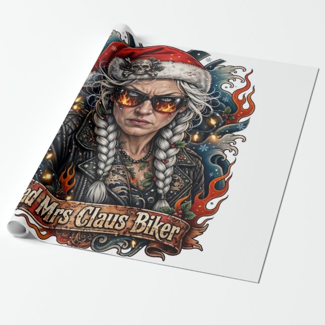 Dålig fru Tomte motorcyklist, motorcykel-farmor ju Presentpapper (Utrullad)