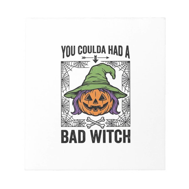 Dålig häxa Rolig Halloween-pumpa Häxa_1 Anteckningsblock (Framsida)