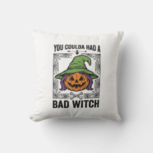Dålig häxa Rolig Halloween-pumpa Häxa_1 Kudde