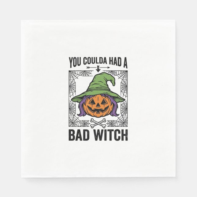Dålig häxa Rolig Halloween-pumpa Häxa_1 Pappersservett (Framsidan)
