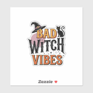 Dålig Häxstämning Vintage Halloween Tröja Design_1 Klistermärken