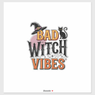 Dålig Häxstämning Vintage Halloween Tröja Design_1 Klistermärken