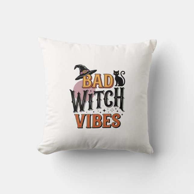 Dålig Häxstämning Vintage Halloween Tröja Design_1 Kudde (Framsida)