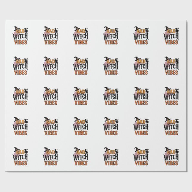 Dålig Häxstämning Vintage Halloween Tröja Design_1 Presentpapper (Platt)