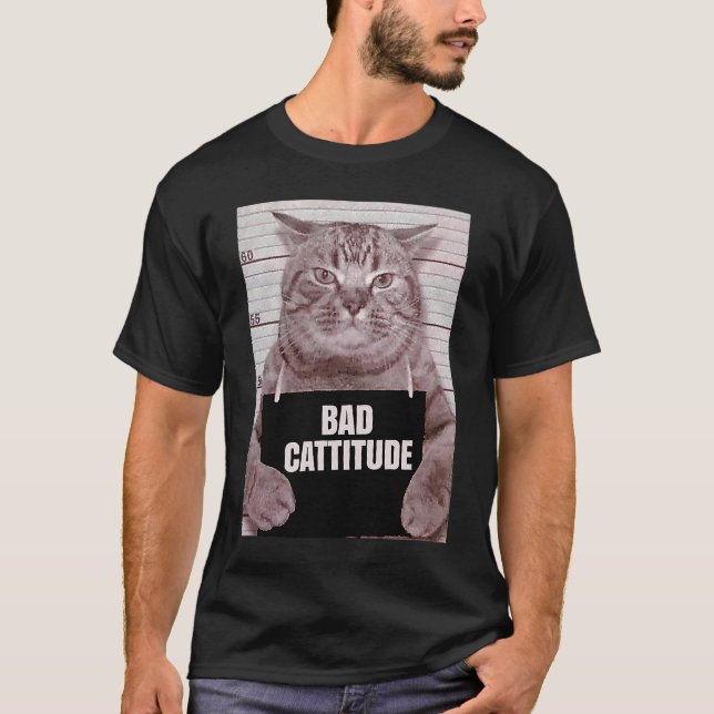 Dålig kattattityd  Kattmugshot T Shirt (Framsida)