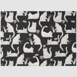 Dålig katter som knackar Saker över, vit katter på