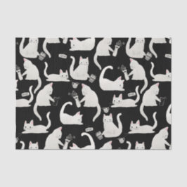 Dålig katter som knackar Saker över, vit katter på