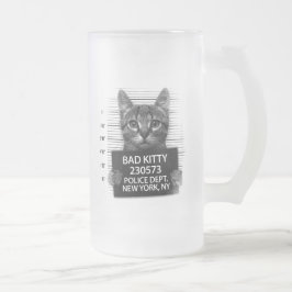 Dålig Kitty Katt Polis Arrest Foto Roligt Frostat Ölglas