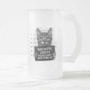 Dålig Kitty Katt Polis Arrest Foto Roligt  Frostat Ölglas