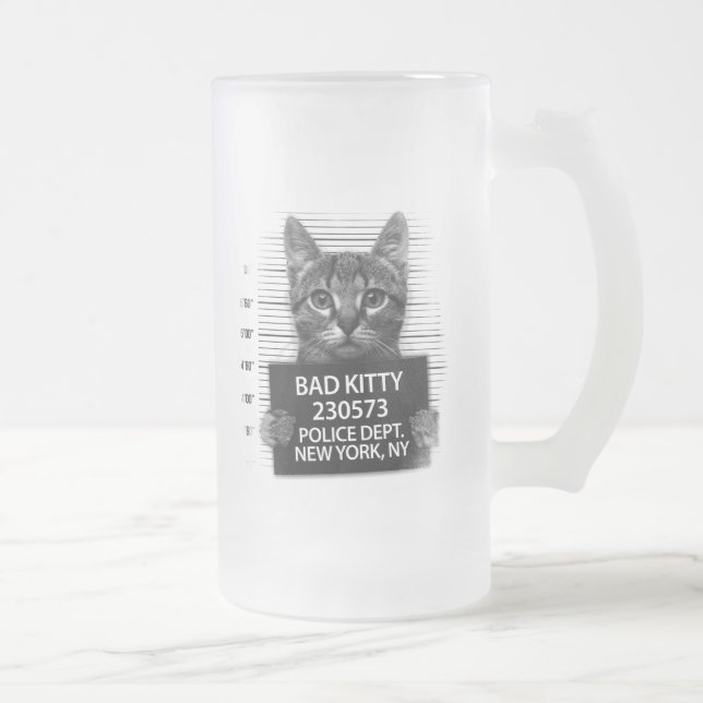 Dålig Kitty Katt Polis Arrest Foto Roligt  Frostat Ölglas (Höger)
