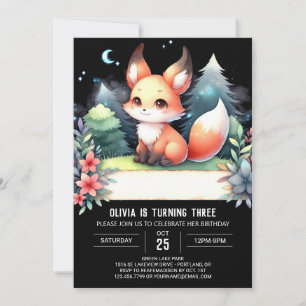 Dålig livsmiljö Fox Birthday digital Inbjudningar