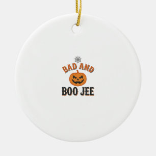 Dålig Och Boo Jee Halloween Pumpa Grafisk_1 Julgransprydnad Keramik