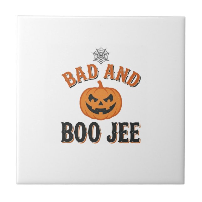 Dålig Och Boo Jee Halloween Pumpa Grafisk_1 Kakelplatta (Framsidan)