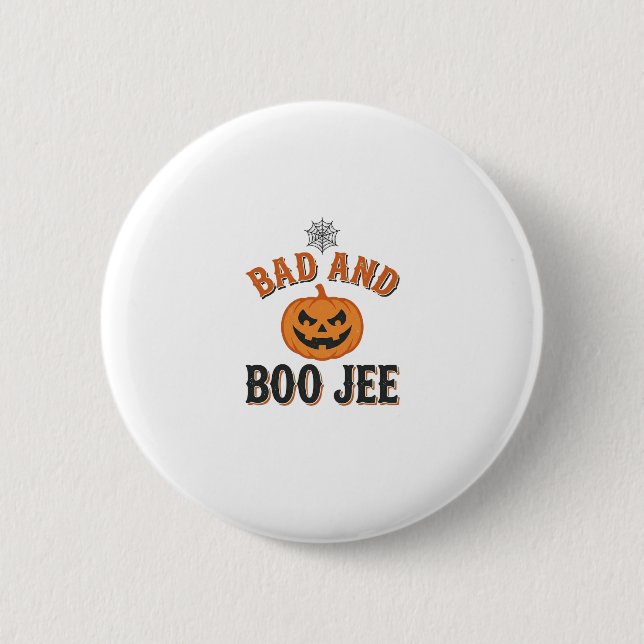 Dålig Och Boo Jee Halloween Pumpa Grafisk_1 Knapp (Framsida)