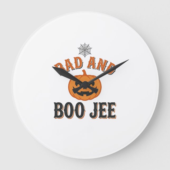 Dålig Och Boo Jee Halloween Pumpa Grafisk_1 Stor Klocka (Framsida)