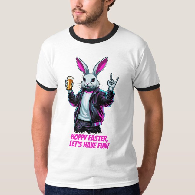 Dålig Påskhare! Hoppy Påsk, låt oss ha Roligt! T Shirt (Framsida)