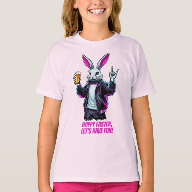 Dålig Påskhare! Hoppy Påsk, låt oss ha Roligt! T Shirt (Framsida)