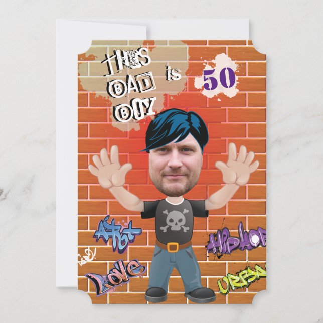 Dålig pojke 50:e Manarna Birthday Funny Ansikte ut Inbjudningar (Framsida)