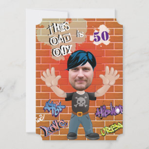 Dålig pojke 50:e Manarna Birthday Funny Ansikte ut Inbjudningar