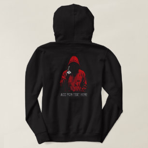 Dålig Pojke Röd Huva Figur Mörk Estetisk Hoodie