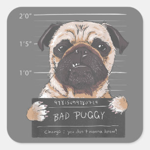 Dålig Puggy-avgift Du vill inte veta Hund Pappa Pu Fyrkantigt Klistermärke