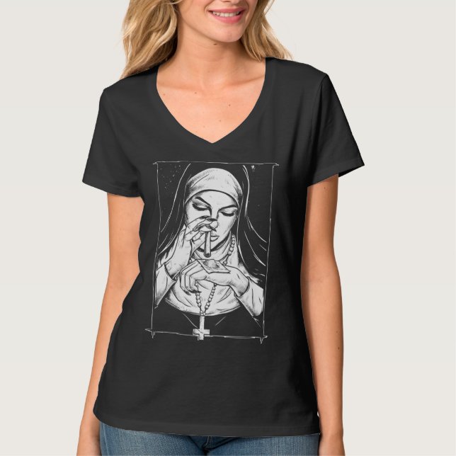 dålig religion busiga nunnor t shirt (Framsida)