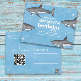 Dålig Roligt Whimsical Sharks QR Code Social Media Vykort