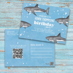 Dålig Roligt Whimsical Sharks QR Code Social Media Vykort