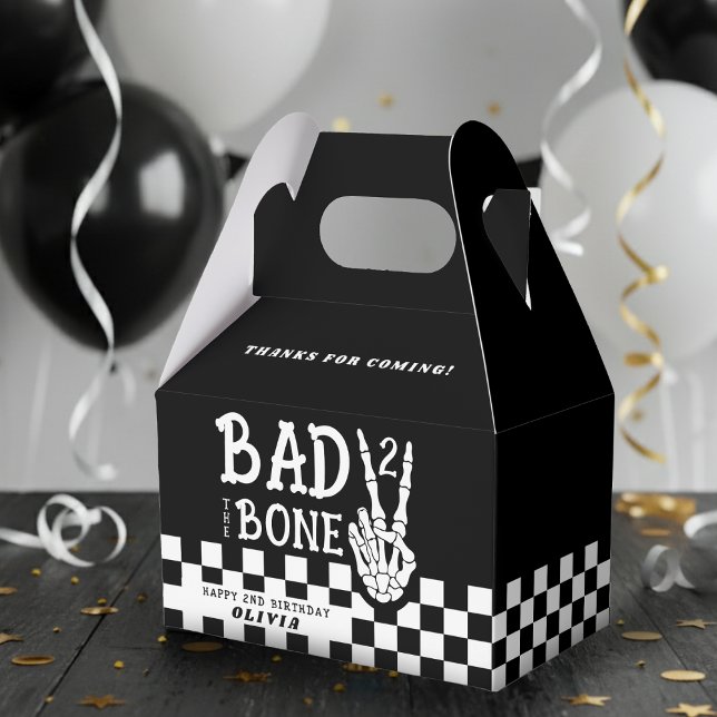Dålig till benet skelett 2-års födelsedagsfest presentaskar (Bad 2 the Bone Skeleton 2nd Birthday Party Favor Boxes
)