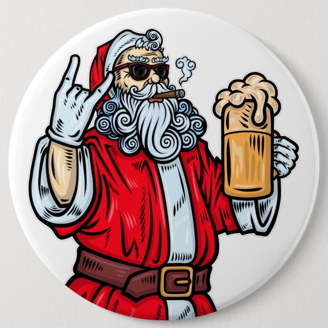 Dålig tomte, Rock, Öl och Cigarrett Knapp (Framsida)