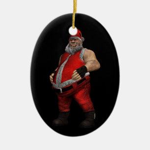 Dålig tomten julgransprydnad keramik
