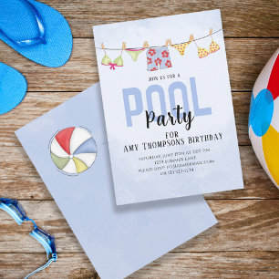 Dålig visemisk Roligt vid sommaren Bassäng Party S Inbjudningar