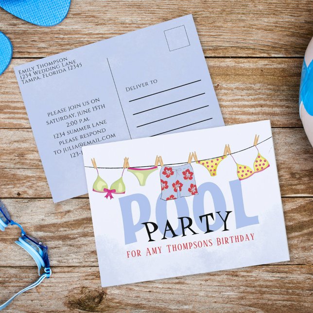 Dålig visemisk Roligt vid sommaren Bassäng Party S Vykort (Skapare uppladdad)