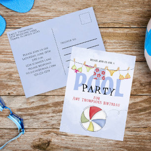 Dålig visemisk Roligt vid sommaren Bassäng Party S Vykort
