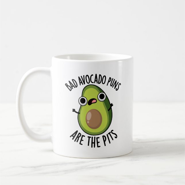Dåliga Avokado-dåligheter Är Stenarna Roliga Frukt Kaffemugg (Vänster)