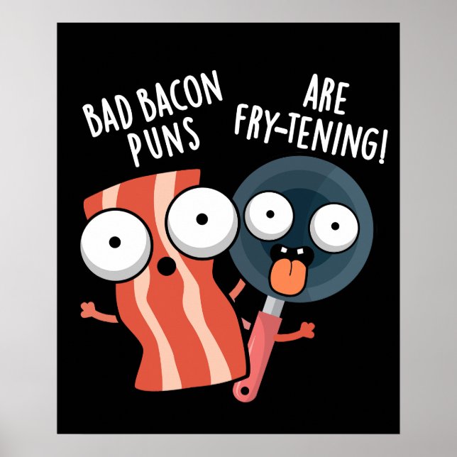 Dåliga Bacon Puns är grå matpåsburk Mörk BG Poster (Framsidan)