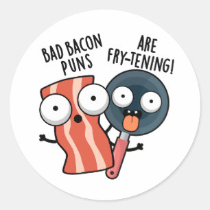 Dåliga Bacon Puns är grå och rolig matrund Runt Klistermärke
