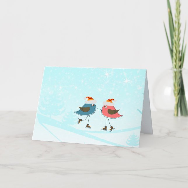 Dåliga fåglar Skating Santa Hat jul Julafton Helgkort (Framsida)