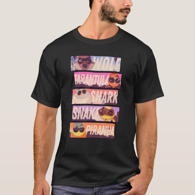 Dåliga killar sunglasses-tecken staplade paneler t shirt (Framsida)