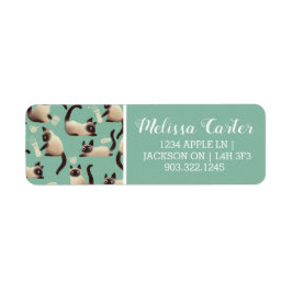 Dåliga siamesiska katter som knackar Saker över Returadress Etikett