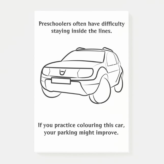 Dåliga som parkerar jobb post-it block (Framsida)