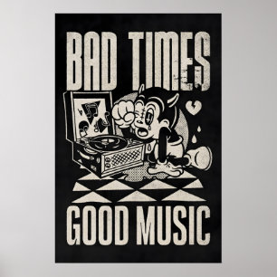 Dåliga Tider Bra Musik Japansk Abstrakt Bauhaus Poster